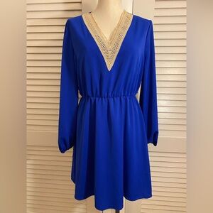 Royal Blue “PrettyGarden” long sleeve Dress- Size M